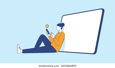 Envolvendo-se com o conteúdo e as informações digitais em um dispositivo móvel e, ao mesmo tempo, se apoiando em uma tela grande