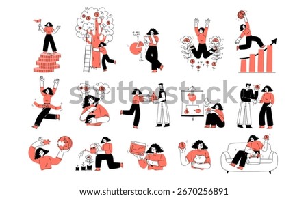 Engaging Dynamic Illustrations Tailored for Business Growth and WellnessFocused Themes