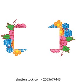 Engaging floral illustration featuring vibrant colors and green leaf elements forming a versatile template on a white background. Perfect for decorative designs, nature-inspired visuals, or adaptable 