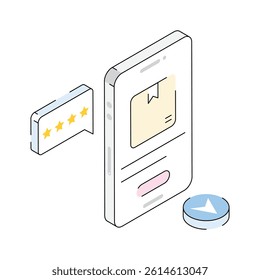 An engaging icon of online product rating designed in isometric style