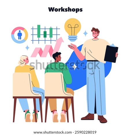 An engaging illustration showcasing highly dynamic workshops that significantly enhance skills and foster creativity