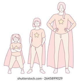 An engaging illustration of a superhero family that effectively showcases their strength and unity in a vibrant design
