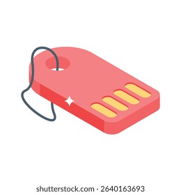An engaging isometric style icon of seo tag metadata