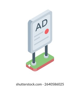 An engaging isometric style icon showing outdoor ad placement