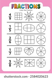 Engaging math activity with fraction shapes