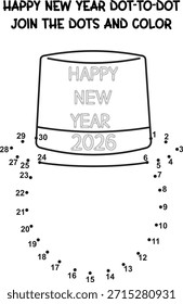 Engagement im neuen Jahr 2026 Punkt-zu-Punkt-Aktivität mit einer Party Hut Design für Kinder zu genießen
