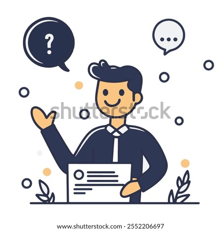 Engaging presenter holding a document while answering questions in a professional setting