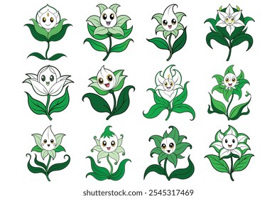 Conjunto envolvente de Ghost Lily flores colorir páginas para crianças, projetado como ilustrações vetoriais para diversão, criatividade, e atividades de coloração com tema floral. Ideal para uso educacional e artístico