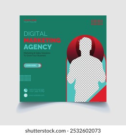 Engaging social media post design tailored for corporate digital marketing agencies. With a clean layout and professional appeal, it enhances brand engagement and captures client attention.