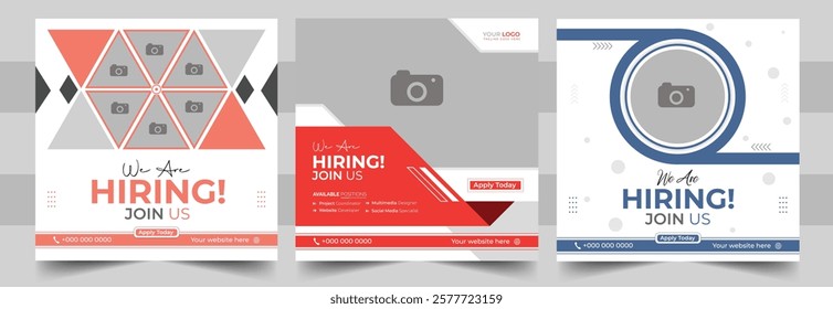 Engaging We Are Hiring Job Vacancy Social Media Post Banner Design Template. Square Banner for Social Media Ads.