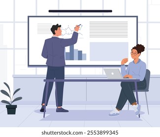 Engaging Work Presentation and Learning Training Illustration: Simplifying Concepts, Enhancing Understanding, and Boosting Professional Development.