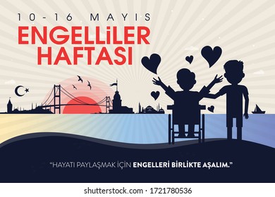 Engelliler Haftası, Konsept, Tebrik Kartı. Translation: Disability Day Concept, Vector, illustrator.