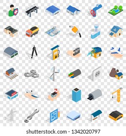 Engeneering icons set. Isometric style of 36 engeneering vector icons for web for any design