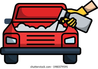 Engine Bay Washing Vector Color Icon Design, covid car cleaning service Symbol, Vehicle disinfection Sign, Car Sanitizing Concept, carbon and engine deposit Removing stock illustration