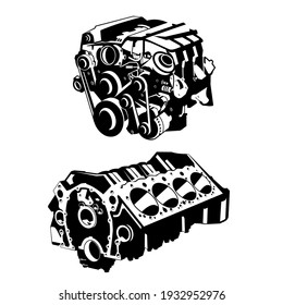 Engine to be maintained icons vector.