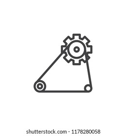Engine belt outline icon. linear style sign for mobile concept and web design. Timing belt simple line vector icon. Symbol, logo illustration. Pixel perfect vector graphics