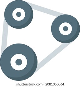 Cinturón del motor con vectores de polea Diseño de iconos de color, Servicio de vehículos de motor y taller de reparación de automóviles Símbolo, Piezas de recambio de camiones Signo, ilustración de material de técnico de automóviles