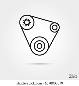 engine belt vector icon. Automotive parts, repair and service symbol. 