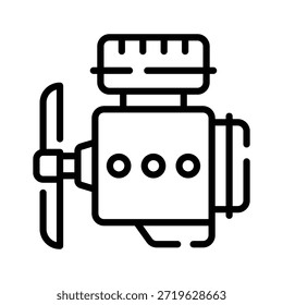 Icono de bloque de motor para uso mecánico, automotriz y de reparación de vehículos.