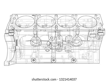 Engine Block Sketch Vector Rendering 3d Stock Vector (Royalty Free ...