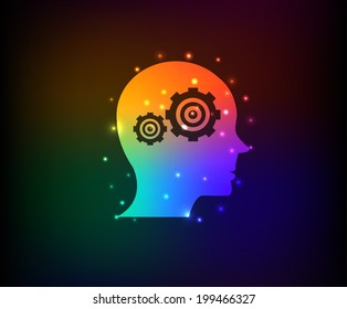 Engine brain symbol,Rainbow vector