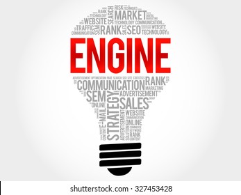ENGINE bulb word cloud, business concept