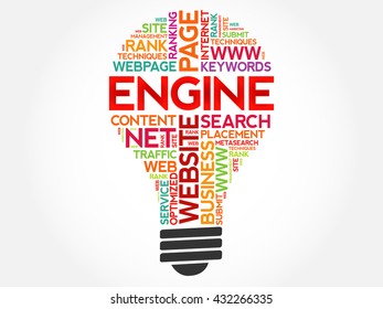 ENGINE bulb word cloud, business concept