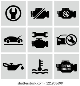 Engine, Car Dashboard Icons Set.