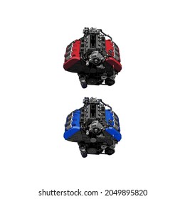 engine car vector blue and red color