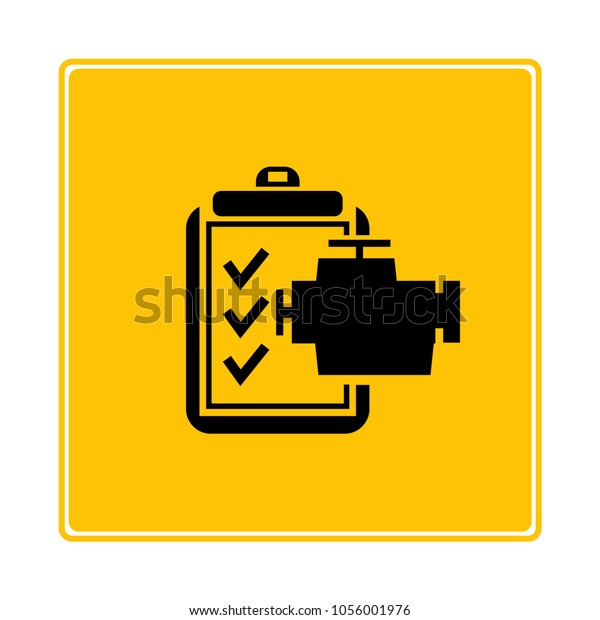Engine Check List Symbol Yellow Background Stock Vector (Royalty Free ...