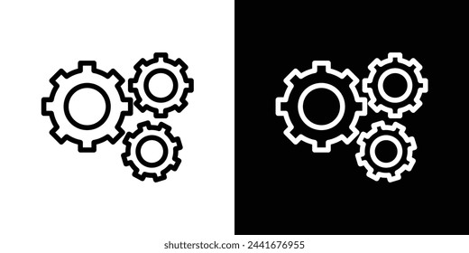 Engine Cogwheel and Gear Mechanism Icons. Industrial Function and Process Solution Symbols.