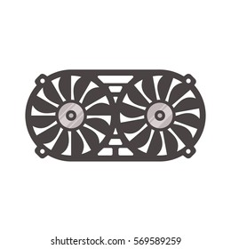 Engine colling fan icon on white background, car parts