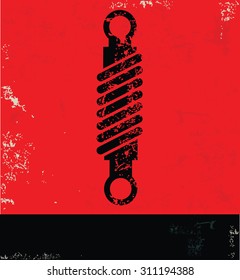 Engine design on red background, grunge vector