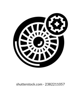 vector de icono de glifo de la aeronave de diagnóstico de motor. signo de avión de diagnóstico de motor. ilustración de símbolo aislado