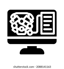 engine digital analysis and check glyph icon vector. engine digital analysis and check sign. isolated contour symbol black illustration