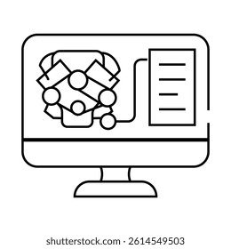 engine digital analysis and check line icon vector. engine digital analysis and check sign. isolated contour symbol black illustration