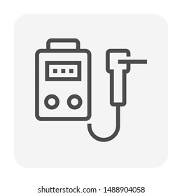 Engine driven welder vector icon. Tool, equipment or machine for generated electricity power for welding process in metalworking or construction work. That joins metal by heating. Editable line stroke