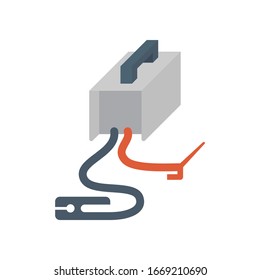 Engine driven welder vector icon. Electrical tools, equipment or machine for generated electricity power for electrode welding process in metalworking or construction work. To joins metal by heating.