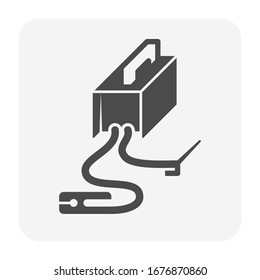 Engine driven welder vector icon. Electrical tools, equipment or machine for generated electricity power for electrode welding process in metalworking or construction work. To joins metal by heating.