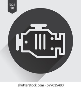 Engine Flat Icon. Simple Sign Of Technology. Vector Illustrated Symbol