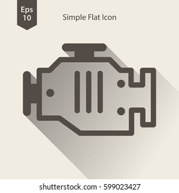 Engine Flat Icon. Simple Sign Of Technology. Vector Illustrated Symbol