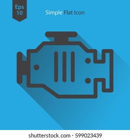 Engine Flat Icon. Simple Sign Of Technology. Vector Illustrated Symbol
