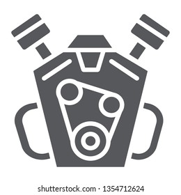 Engine glyph icon, auto and part, motor sign, vector graphics, a solid pattern on a white background, eps 10.