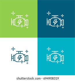 Engine green and blue material color minimal icon or logo design