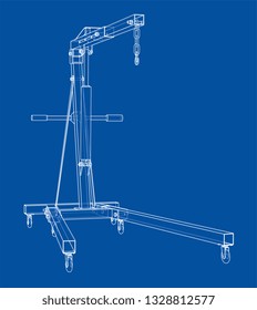 Engine hoist outline. Vector rendering of 3d. Wire-frame style. The layers of visible and invisible lines are separated