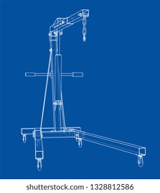Engine hoist outline. Vector rendering of 3d. Wire-frame style. The layers of visible and invisible lines are separated
