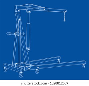 Engine hoist outline. Vector rendering of 3d. Wire-frame style. The layers of visible and invisible lines are separated