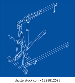 Engine hoist outline. Vector rendering of 3d. Wire-frame style. The layers of visible and invisible lines are separated