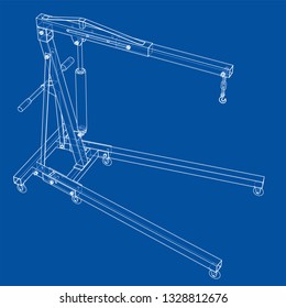 Engine hoist outline. Vector rendering of 3d. Wire-frame style. The layers of visible and invisible lines are separated