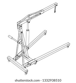 Engine hoist outline. Vector rendering of 3d. Wire-frame style. The layers of visible and invisible lines are separated